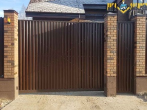 Евроштакетник откатные ворота - пример 11 фото недорого